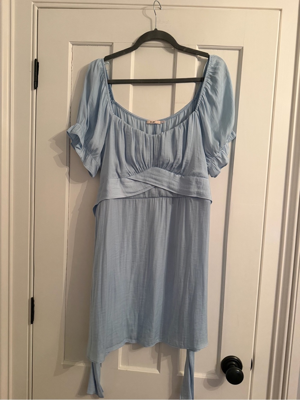 miami Light Blue Puff Sleeve Mini Dress